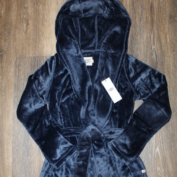 NWT UGG‎ MIRANDA VELOUR PLUSH HOODED BATH ROBE NAVY BLUE - Picture 5 of 7